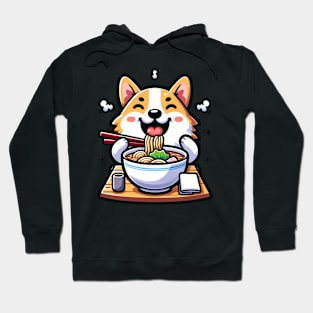 cute corgi eating ramen Hoodie